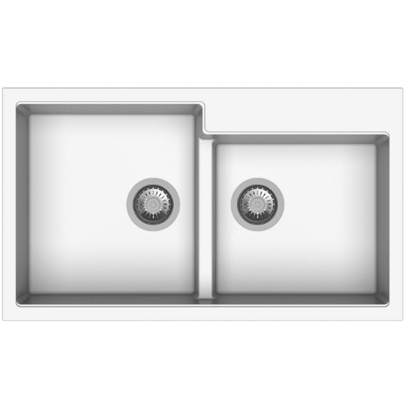immagine 0 del prodotto lavello cucina con 2 vasche colore bianco 86x50 cm tiptoe