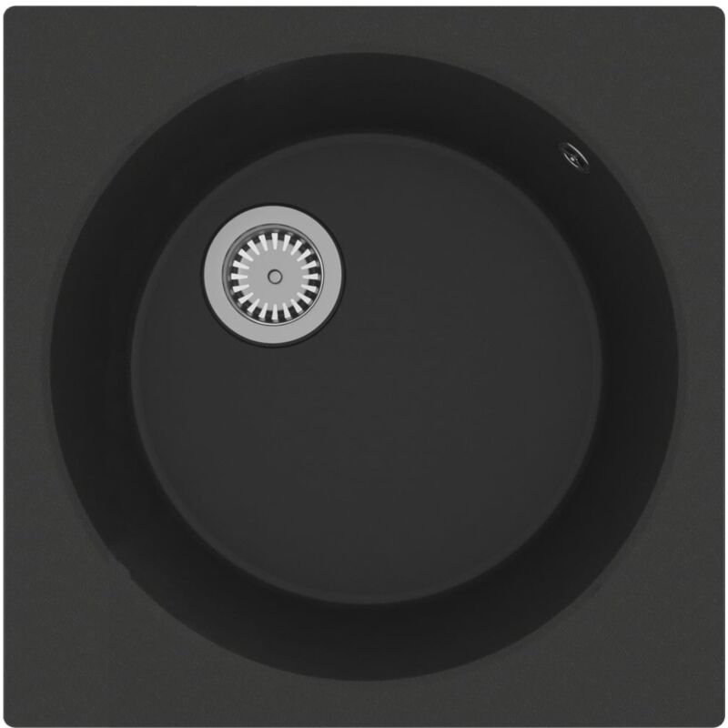foto del prodotto lavello cucina con foro troppo pieno 48 x 48 cm granito nero 020002385