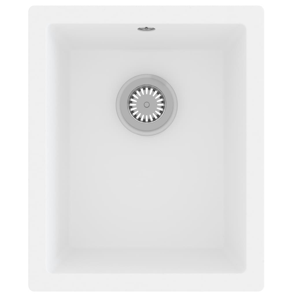 foto del prodotto lavello cucina con foro troppopieno 38 x 46 cm granito bianco 02 0002396