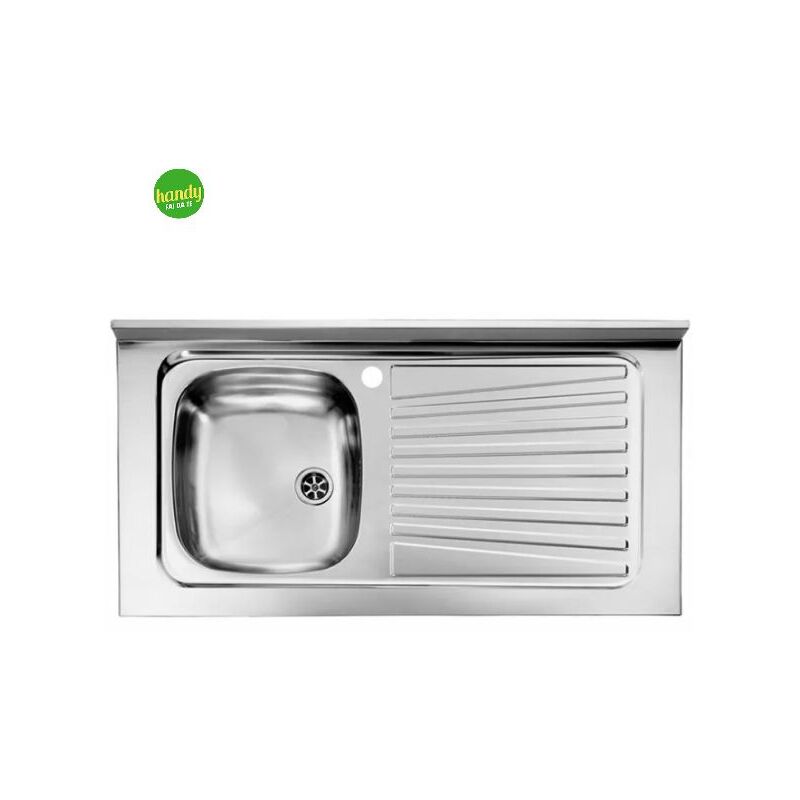 foto del prodotto lavello cucina da appoggio in acciaio inox 1 vasca con gocciolatoio modello mondial cm.80x50 vasca destra profondit 15 cm hidros