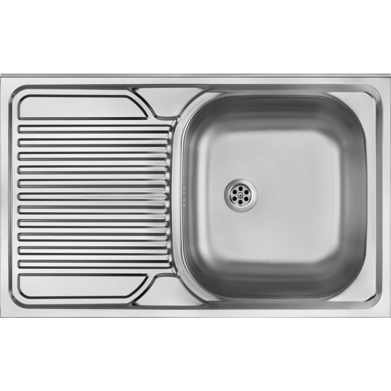 foto del prodotto lavello cucina da oppoggio singola vasca con gocciolatoio sinistra deante tango zm5011l acciaio spazzolato