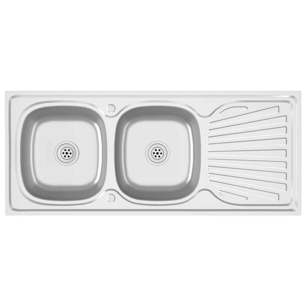 foto del prodotto lavello cucina doppia vasca lavello sottotop lavello cucina lavello sottotop interno casa argento 120 cm acciaio inox 02 0002434