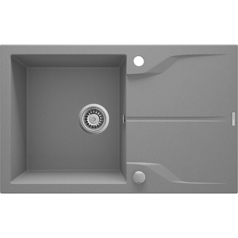 foto del prodotto lavello cucina in granito con gocciolatoio 78 x 49 cm in colore grigio metallizzato deante andante zqns113 grigio