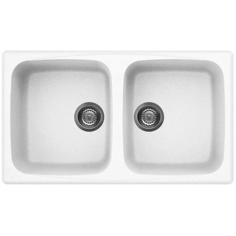 foto del prodotto lavello cucina in vetroresina granitek da incasso 86x50 cm a 2 vasche colore bianco serie master 450 codice lgm45068 elleci