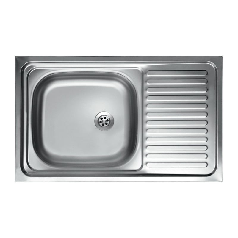 foto del prodotto lavello cucina vasca con gocciolatoio dx in acciaio da appoggio 50x80 cm