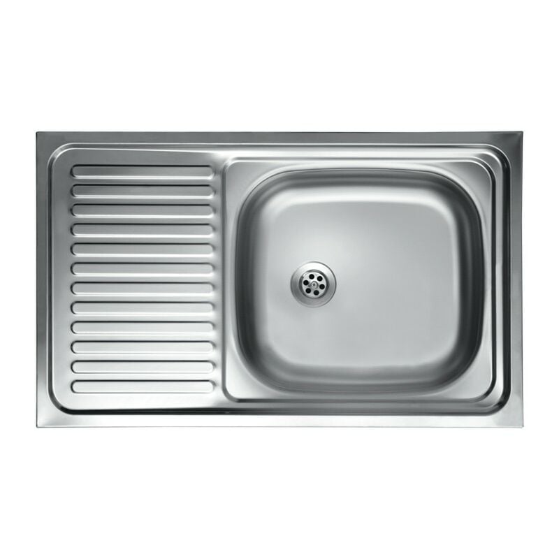 foto del prodotto lavello cucina vasca con gocciolatoio sx in acciaio da appoggio 50x80 cm