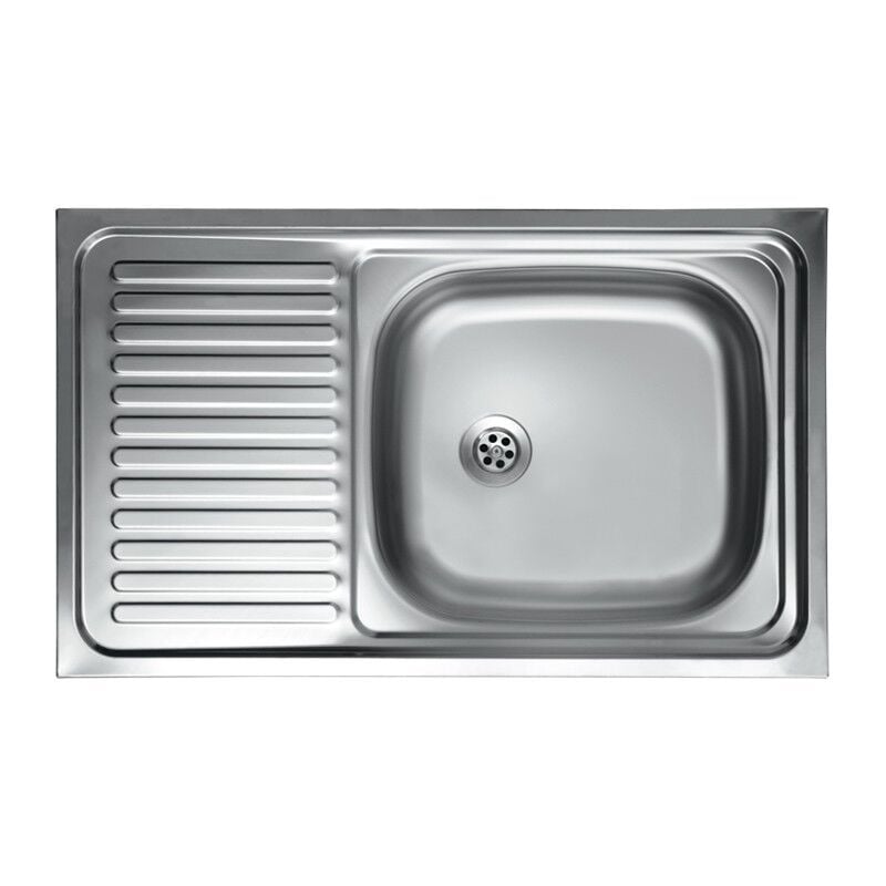 foto del prodotto lavello cucina vasca con gocciolatoio sx in acciaio da appoggio 50x80 cm n216sx 