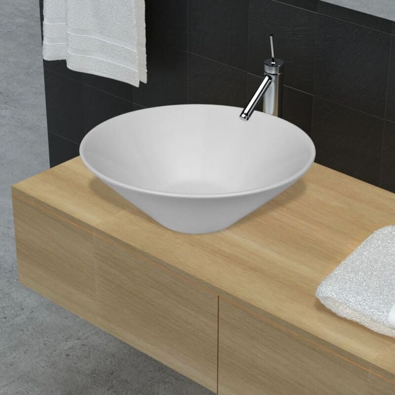 foto del prodotto lavello da bagno in ceramica porcellana bacino bianco vidaxl