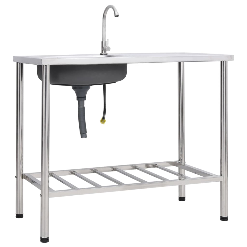 foto del prodotto lavello da campeggio vasca singola con rubinetto acciaio inox cod mxl 49401