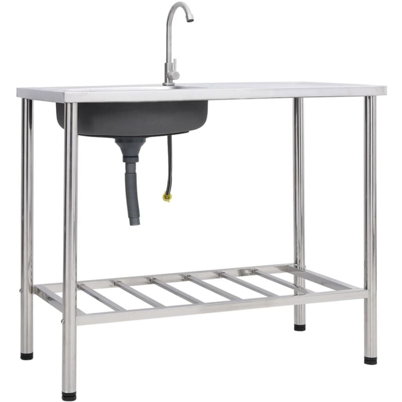 foto del prodotto lavello da campeggio vasca singola con rubinetto acciaio inox varie misure dimensioni 100 x 50 x 15 cm