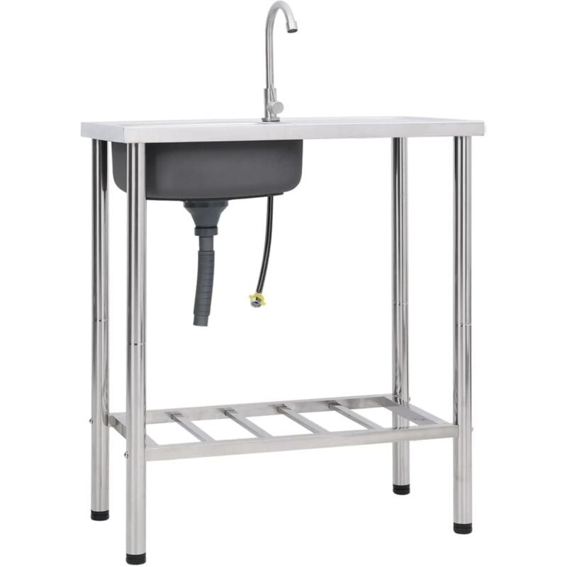 foto del prodotto lavello da campeggio vasca singola con rubinetto acciaio inox vidaxl