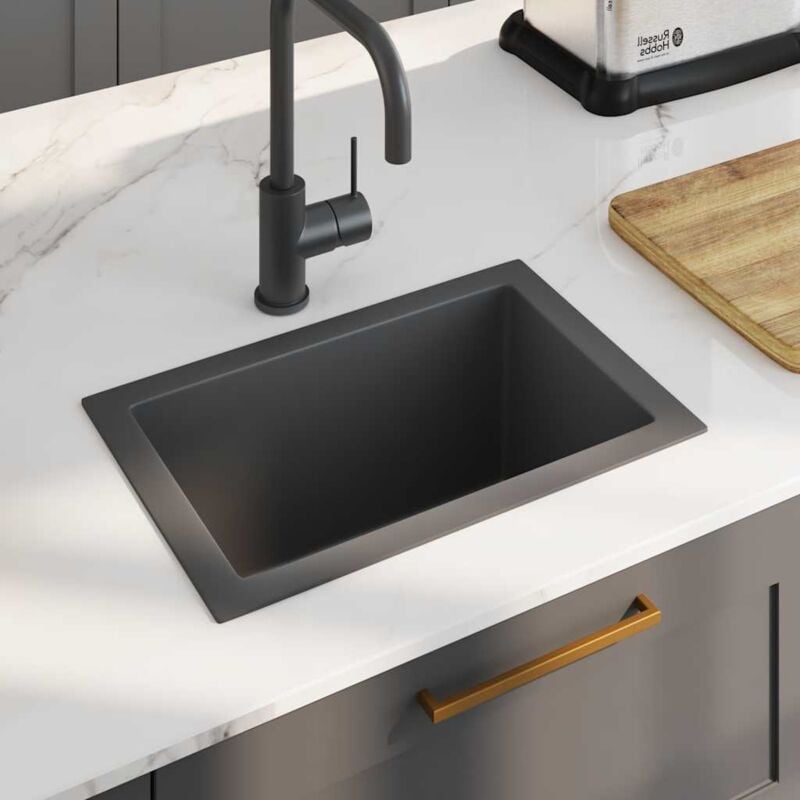 foto del prodotto lavello da cucina artigianale in acciaio con filtro 44 x 29 x 20 cm vari colori colore nero