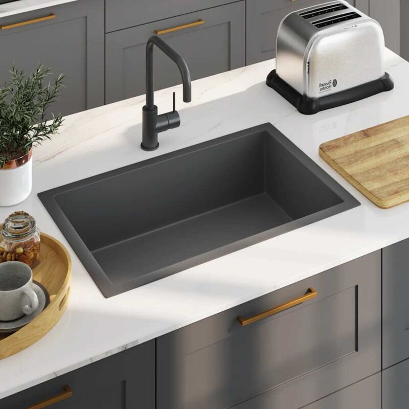 foto del prodotto lavello da cucina artigianale nero in acciaio inox vidaxl