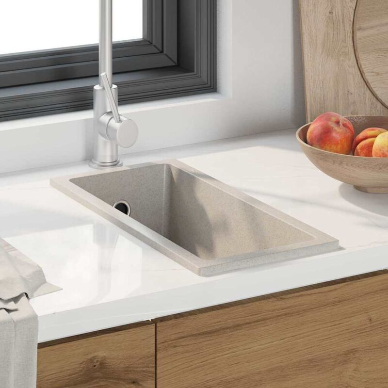 foto del prodotto lavello da cucina con scarico in granito beige vidaxl