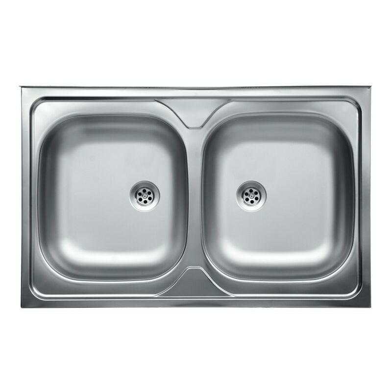 foto del prodotto lavello da cucina due vasche in acciaio inox da appoggio 50x80 cm effez