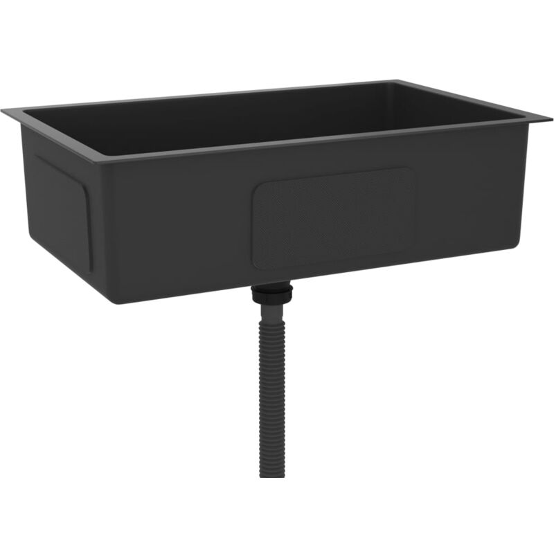 foto del prodotto lavello da cucina fatto a mano per interni domestici, lavabo da bagno, 70 x 40 cm, in acciaio inossidabile nero
