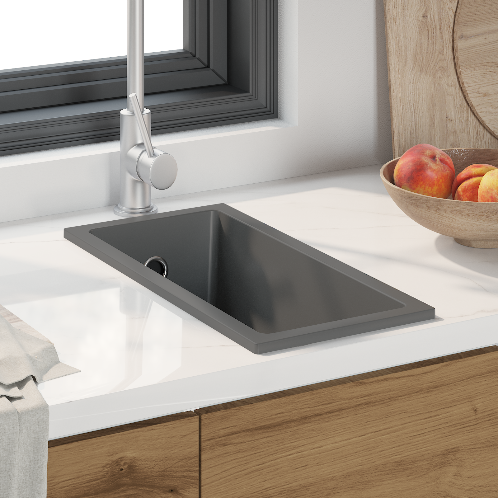 foto del prodotto lavello da cucina grigio 21 x 44 x 14 cm granito vidaxl