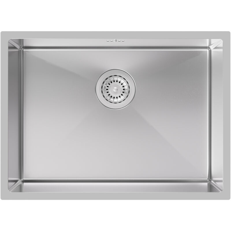 foto del prodotto lavello da cucina in acciaio inox 60 x 44 cm, lavello da incasso per mobili base da 65 cm, argento