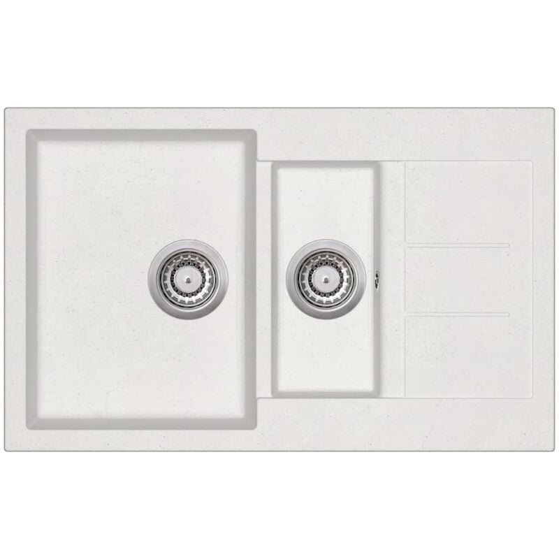 foto del prodotto lavello da cucina in granito vasca doppia filtro incluso vari colori colore : bianco