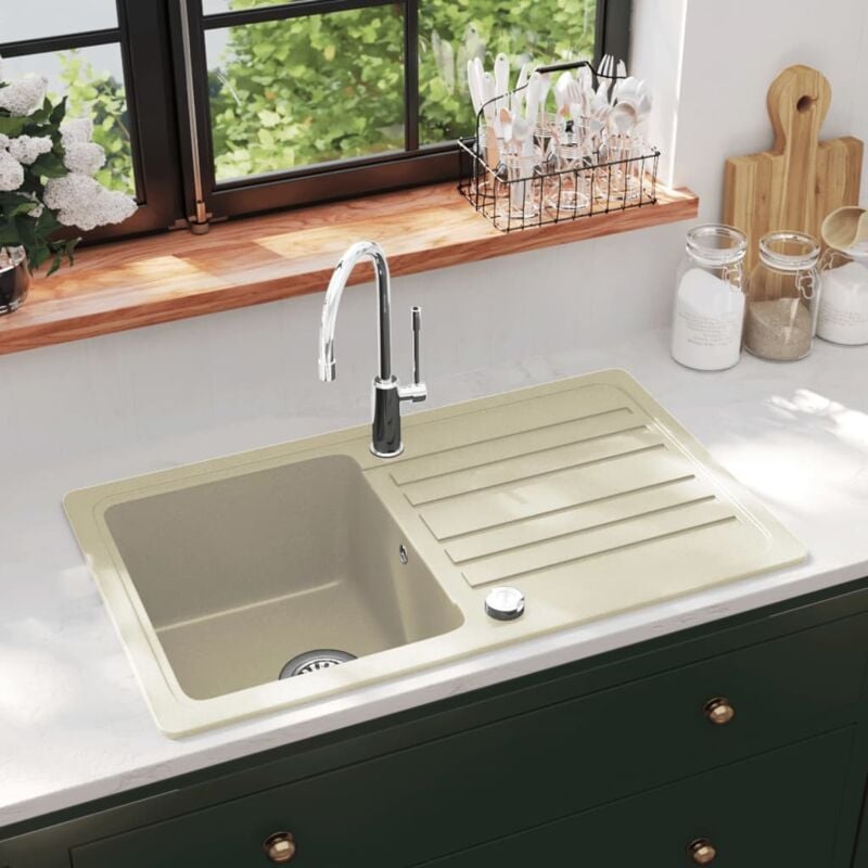 foto del prodotto lavello da cucina in granito vasca singola beige vidaxl