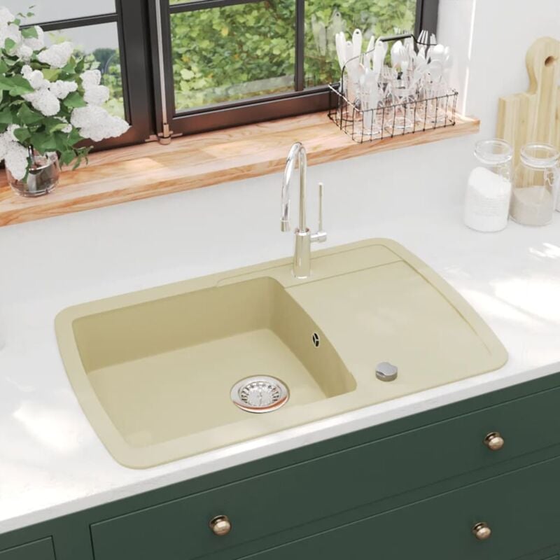 foto del prodotto lavello da cucina in granito vasca singola beige vidaxl