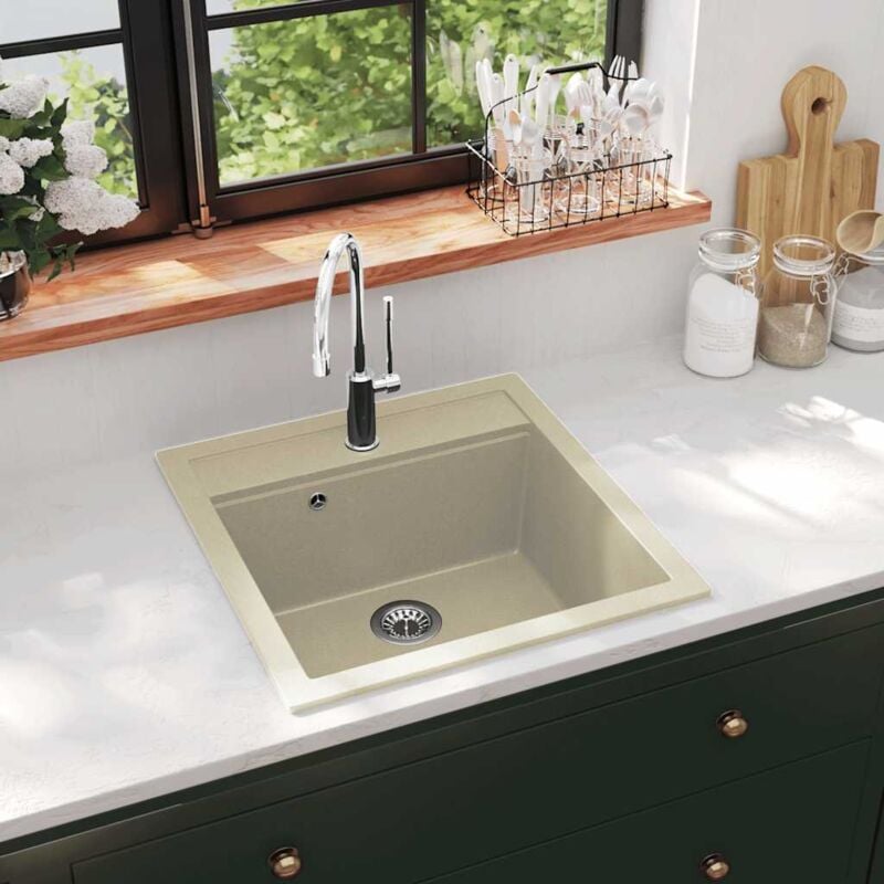 foto del prodotto lavello da cucina in granito vasca singola beige - vidaxl