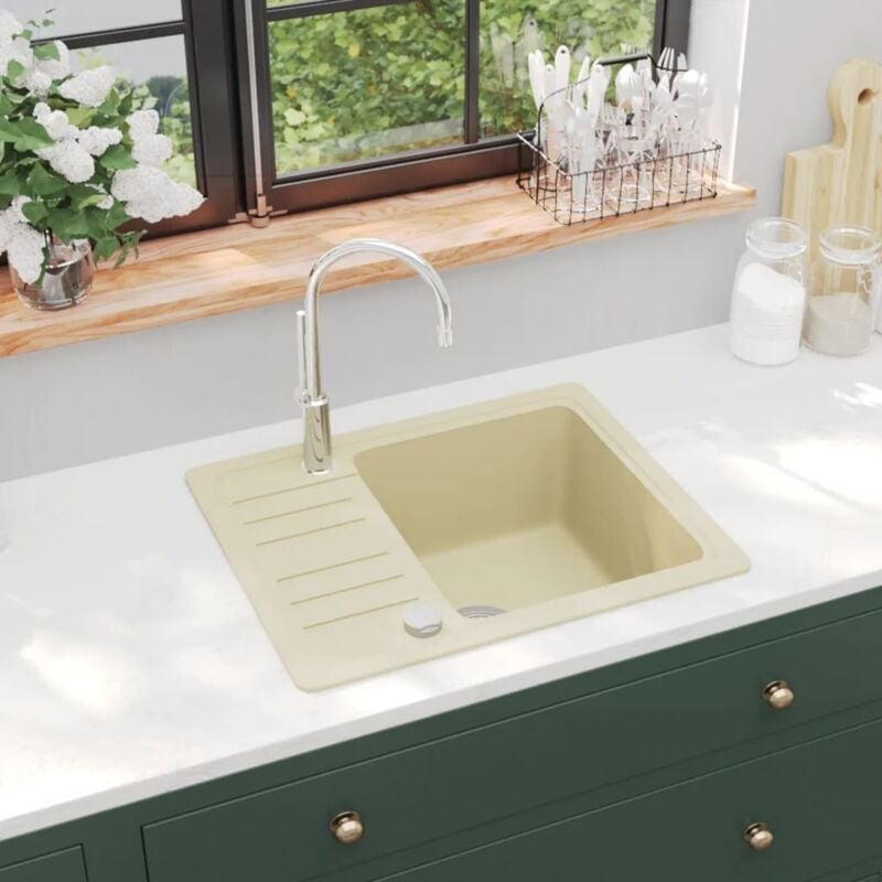 foto del prodotto lavello da cucina in granito vasca singola beige vidaxl
