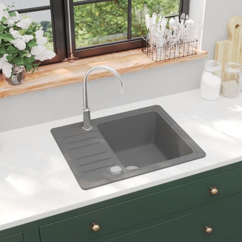 foto del prodotto lavello da cucina in granito vasca singola moderno vari colori colore grigio