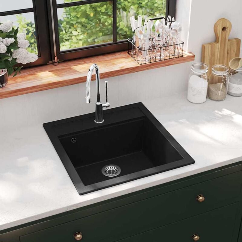 foto del prodotto lavello da cucina in granito vasca singola nero vidaxl