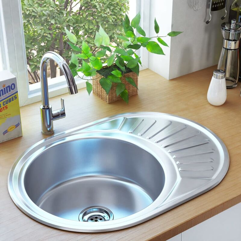 foto del prodotto lavello da cucina lavandino cucina con filtro e sifone ovale in acciaio inox bv617589 bonnevie