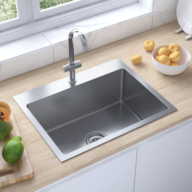 foto del prodotto lavello da cucina lavandino cucina lavorato a mano in acciaio inox