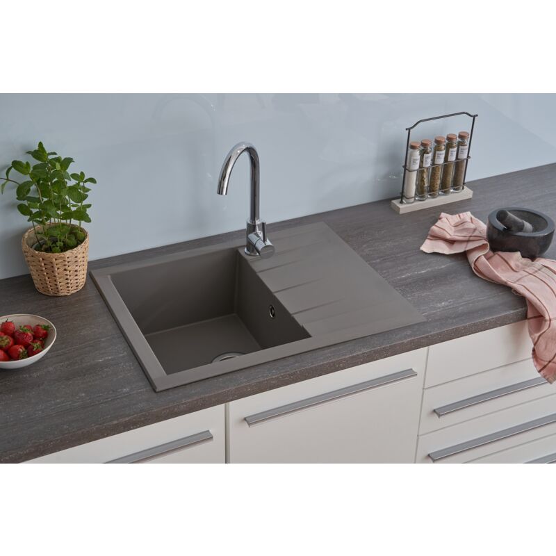 foto del prodotto lavello da cucina lavello da incasso granito mineralite 62 x 50 grigio respekta houston