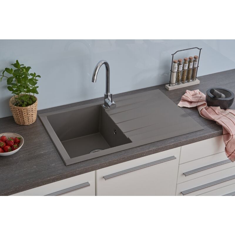 foto del prodotto lavello da cucina lavello da incasso granito mineralite 80 x 50 grigio respecta houston