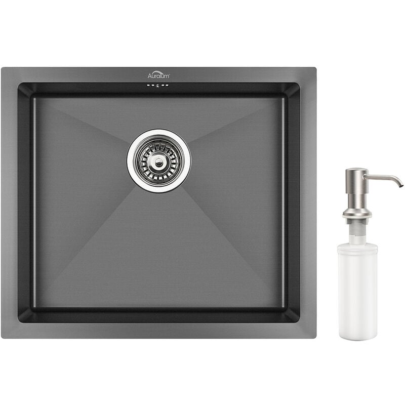 foto del prodotto lavello da cucina lavorato a mano 50x43cm lavello incasso 1 vasca inox lavelli con erogatore di sapone