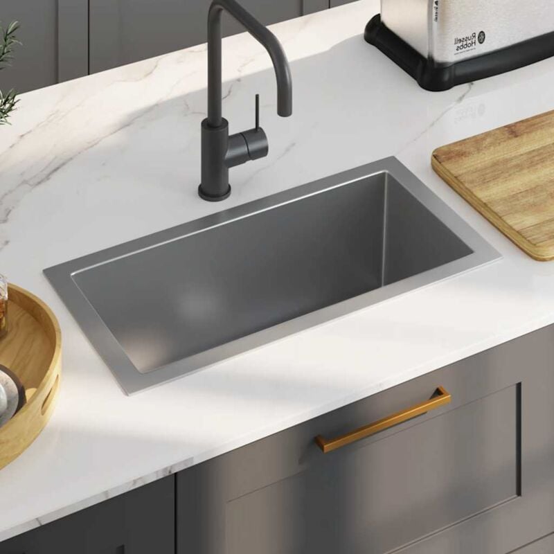 foto del prodotto lavello da cucina lavorato a mano in acciaio inox vidaxl