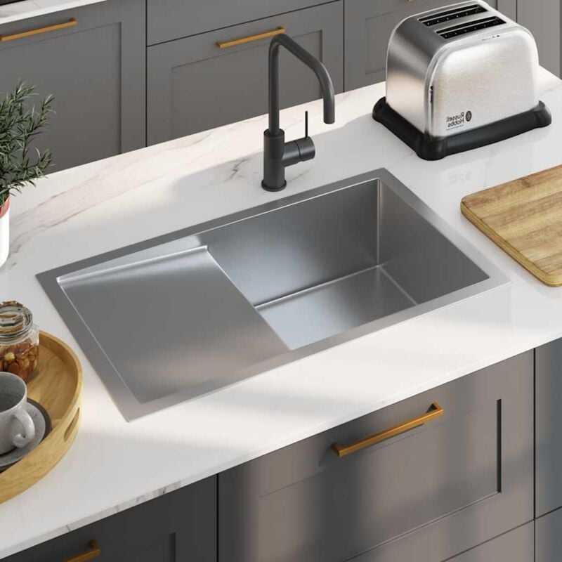 foto del prodotto lavello da cucina lavorato a mano in acciaio inox vidaxl