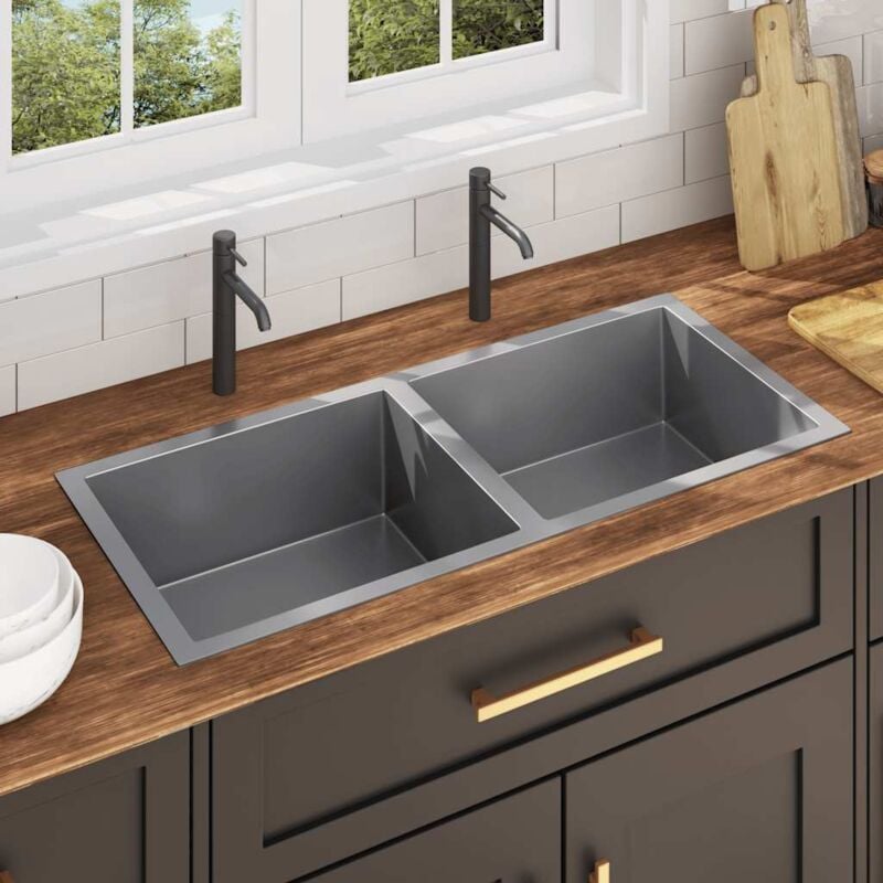 foto del prodotto lavello da cucina lavorato a mano in acciaio inox vidaxl