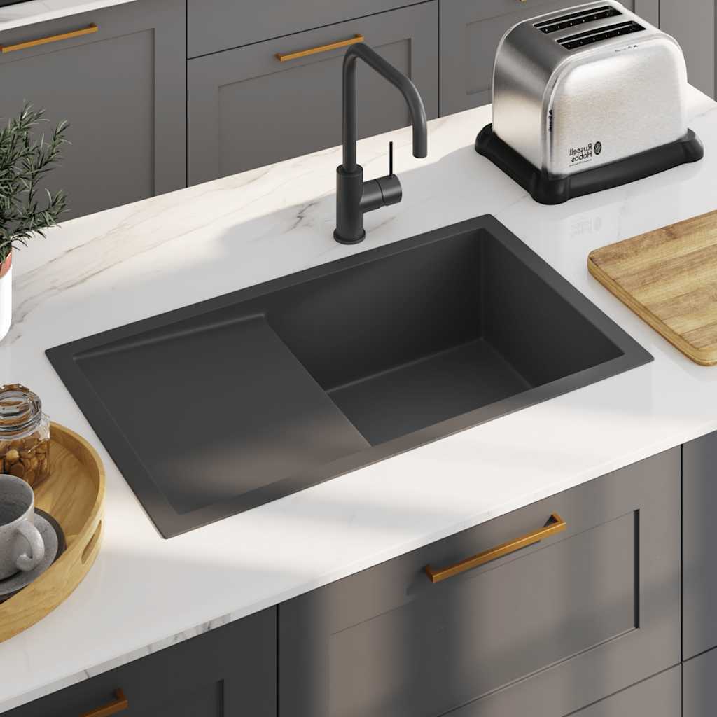 foto del prodotto lavello da cucina lavorato a mano nero acciaio inox cod mxl 47790