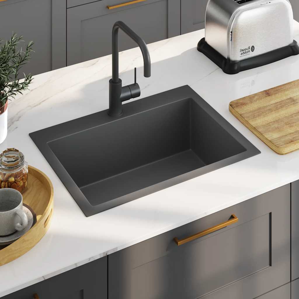 foto del prodotto lavello da cucina lavorato a mano nero acciaio inox cod mxl 54175