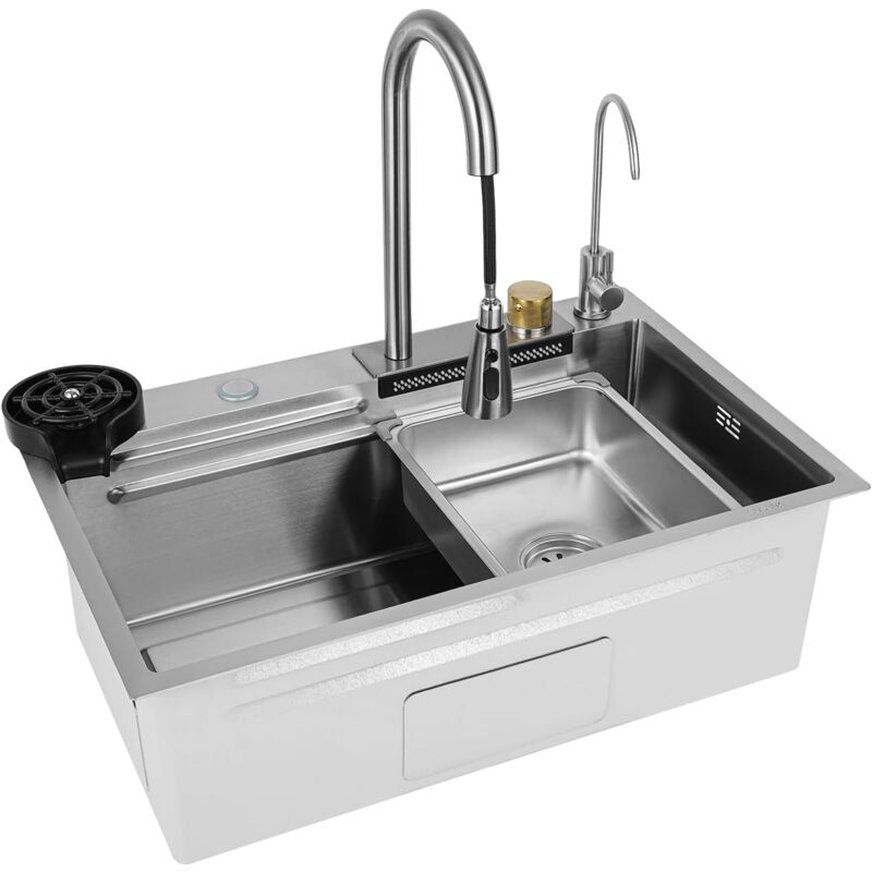foto del prodotto lavello da cucina monoguscio, lavello a cascata, lavello in acciaio inox, set di lavelli per la casa, lavello integrato con rubinetto rimovibile