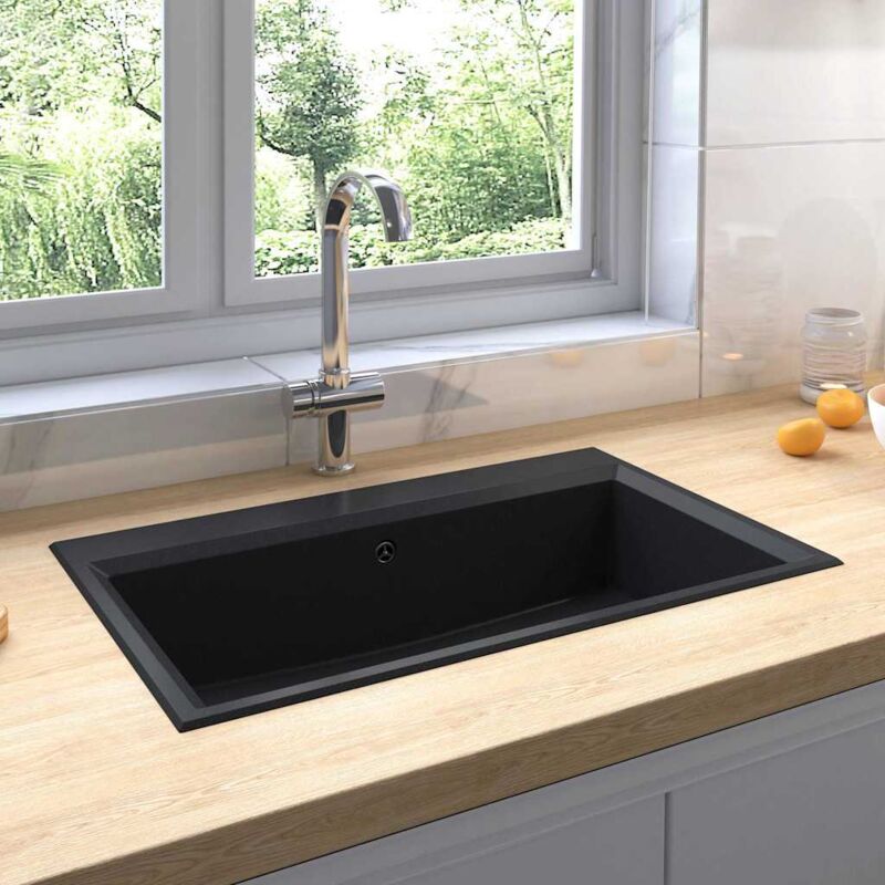 foto del prodotto lavello da cucina nero 790x500x193 mm granito vidaxl