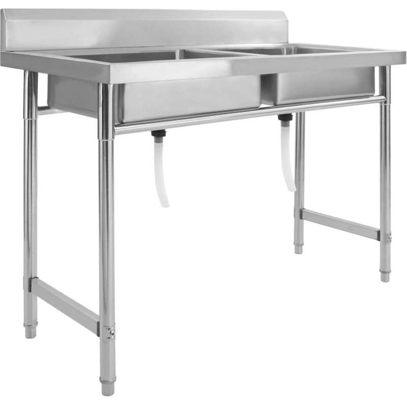 foto del prodotto lavello da cucina professionale a doppia vasca 120 x 60 cm in acciaio inox