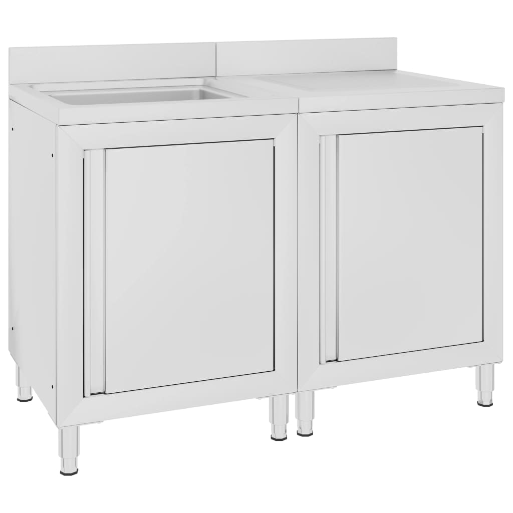 foto del prodotto lavello da cucina professionale in acciaio 120 x 60 x 96 cm inox 02 0000724