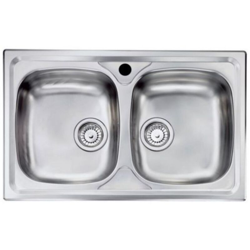 foto del prodotto lavello da incasso in acciaio inox due vasche con sifone 50x86 mabel