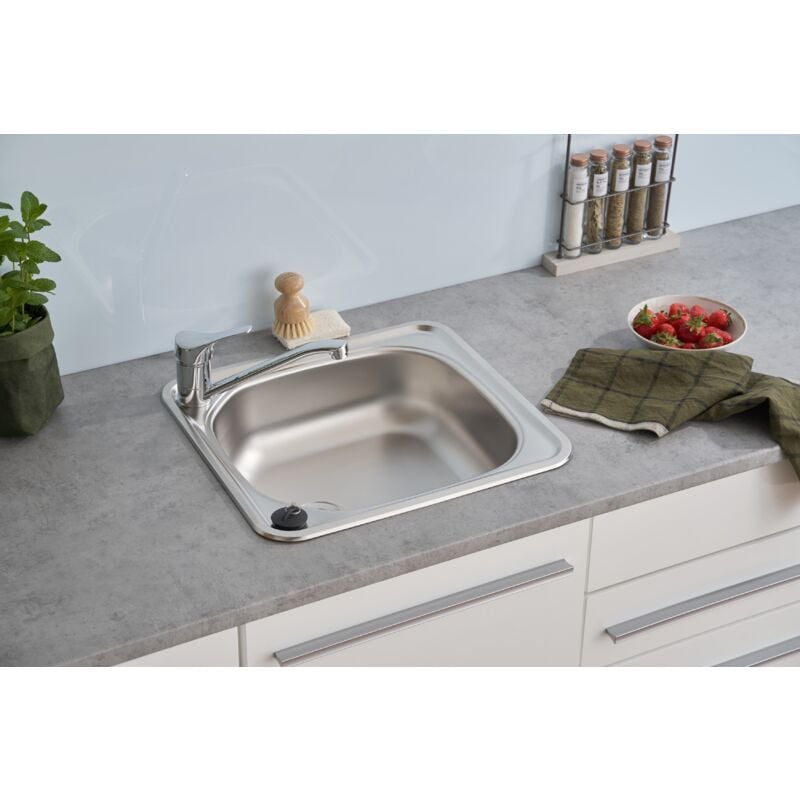 foto del prodotto lavello da incasso in acciaio inox, lavello da cucina, lavello 465 x 435 mm respecta dallas