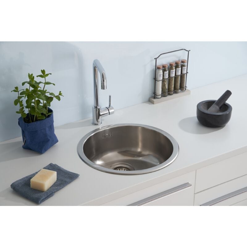 foto del prodotto lavello da incasso in acciaio inox, lavello tondo, lavello da cucina, respecta portland