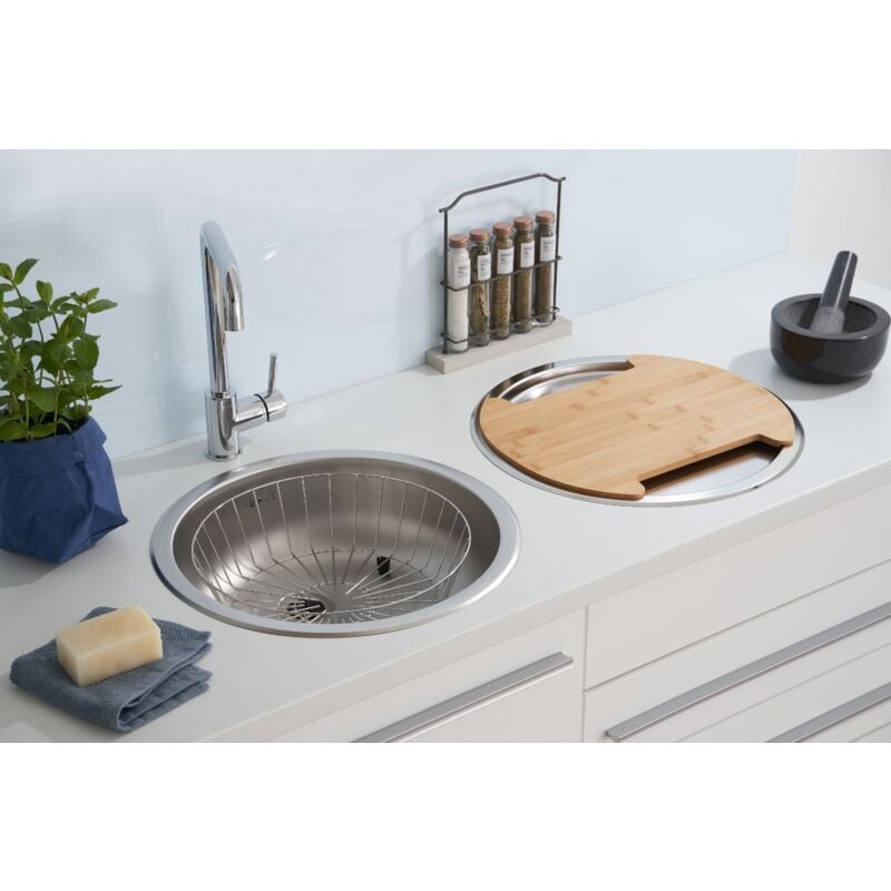 foto del prodotto lavello da incasso lavello rotondo set lavello da cucina rotondo in acciaio inox respecta