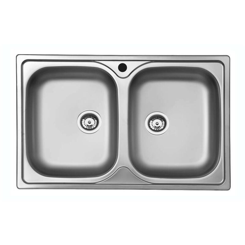 foto del prodotto lavello doppia vasca ad incasso in acciaio inox 79x50 cm classic 170
