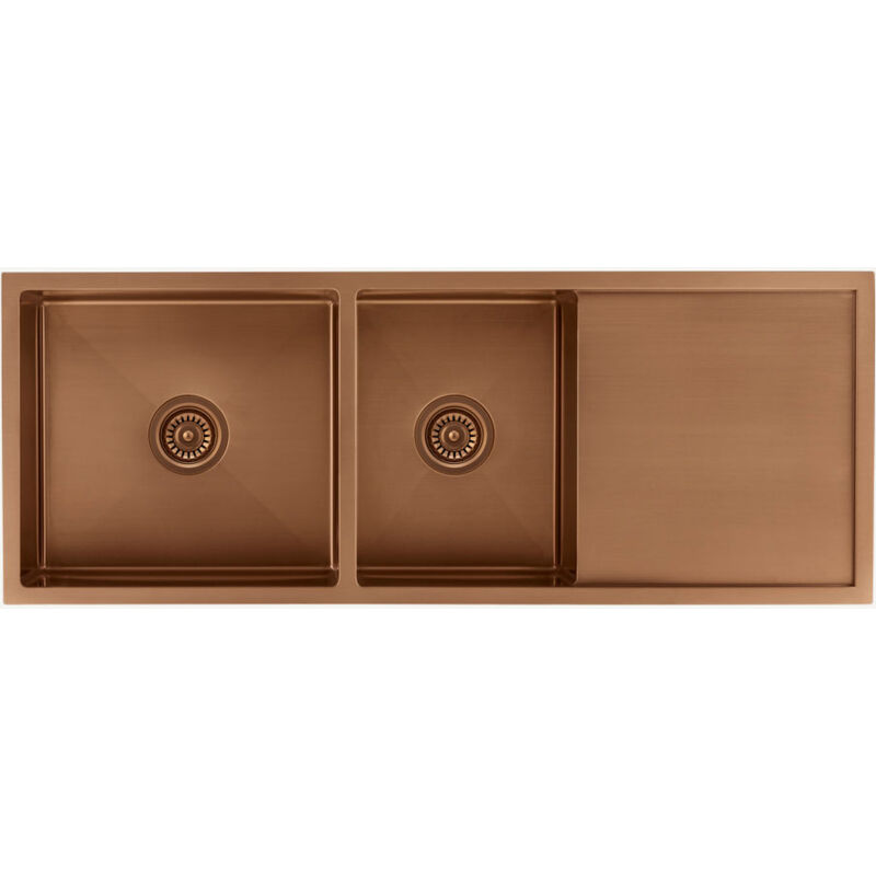 foto del prodotto lavello doppio 1180 mm - rame spazzolato - filao