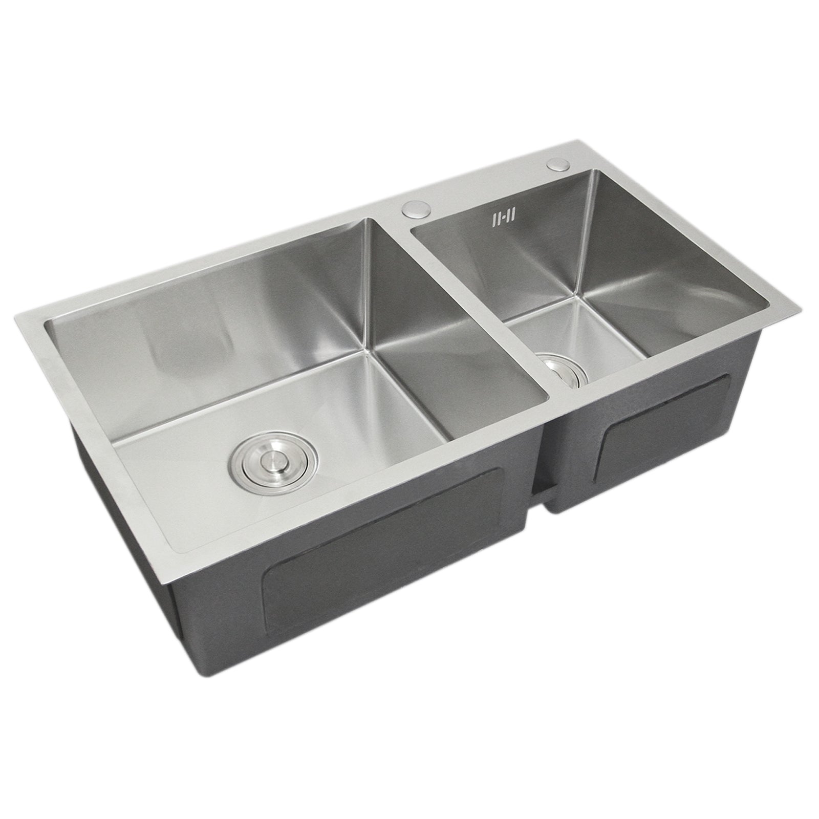 foto del prodotto lavello doppio acciaio inox sottotop sottopiano integrato satinato vasca 60x45cm